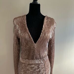 Lavish Alice Bronze Sequin Long Sleeve Dress ASOS
